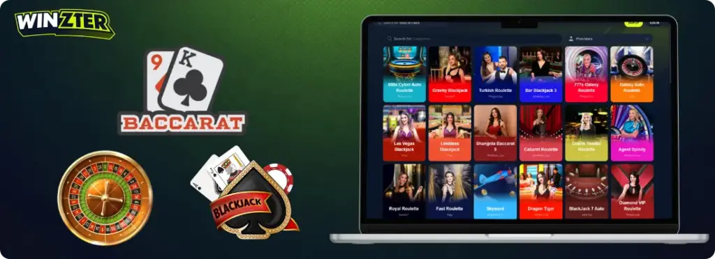 Popular live dealer games at Winzter Casino